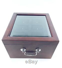 PCS Stamps & Coins Dated Coin Holder Locking Wood Display Case Box No Key