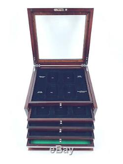 PCS Stamps & Coins Dated Coin Holder Locking Wood Display Case Box No Key