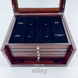 PCS Stamps & Coins Dated Coin Holder Locking Wood Display Case Box No Key