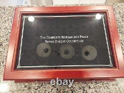 PCS Stamps & Coins Silver Dollars Morgan/PEACE Wood Box Glass Display Case Key