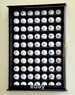 PGA 70 Golf Ball Display Case Cabinet Wall Rack Holder Door Frame Lockable