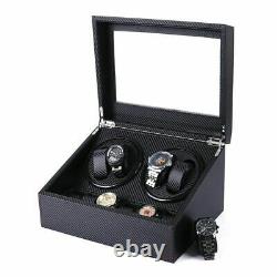 PU Leather Wood Storage Case Display Box 4+6 Automatic Rotation Watch Winder