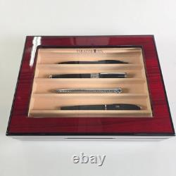 Paradise Pen Teak Wood 5-Pen Display Case Chest Suede Lined Box