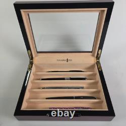 Paradise Pen Teak Wood 5-Pen Display Case Chest Suede Lined Box