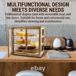 Pastry Display Case 3 Tier Acacia Wood Bakery Bread Box Acrylic Cookie Retail