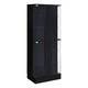 Pemberly Row Wood Display Case Curio Cabinet With Led Lighting Black High Gloss