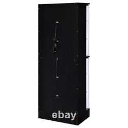 Pemberly Row Wood Display Case Curio Cabinet with LED Lighting Black High Gloss