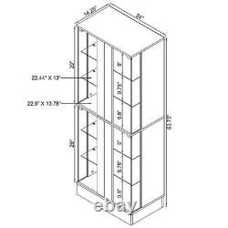 Pemberly Row Wood Display Case Curio Cabinet with LED Lighting Black High Gloss