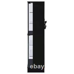 Pemberly Row Wood Display Case Curio Cabinet with LED Lighting Black High Gloss