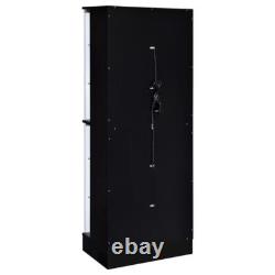 Pemberly Row Wood Display Case Curio Cabinet with LED Lighting Black High Gloss