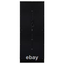 Pemberly Row Wood Display Case Curio Cabinet with LED Lighting Black High Gloss