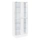 Pemberly Row Wood Display Case Curio Cabinet With Led Lighting White High Gloss