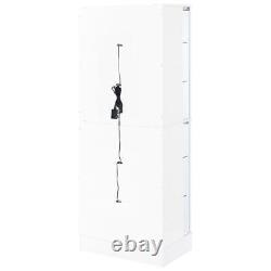 Pemberly Row Wood Display Case Curio Cabinet with LED Lighting White High Gloss