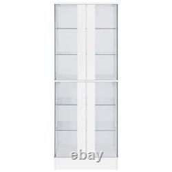 Pemberly Row Wood Display Case Curio Cabinet with LED Lighting White High Gloss