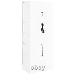 Pemberly Row Wood Display Case Curio Cabinet with LED Lighting White High Gloss