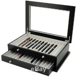 Pen Box 26 Fountain Pens Writing Instruments Wood Constructed Glass Display Case