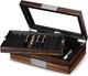 Pen Display Box Ebony Wood Case With Glass Window 20 Slot