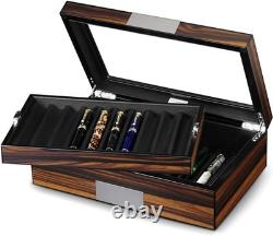 Pen Display Box Ebony Wood Case with Glass Window 20 Slot Pen Display Box Ebony Wood Case with Glass Window 20 Slot