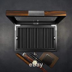 Pen Display Box Ebony Wood Case with Glass Window 20 Slot