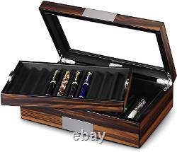 Pen Display Box Ebony Wood Pen Display Case, Fountain Pen Storage Box, 20 Pen Orga
