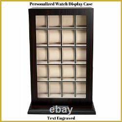 Personalized 20 Ebony Wood Watch Display Wall Hang Storage Box Stand Oversized