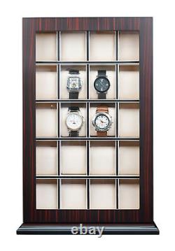 Personalized 20 Ebony Wood Watch Display Wall Hang Storage Box Stand Oversized