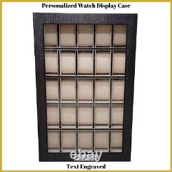 Personalized 25 Slot Ginko Grey Wood Watch Display Case Storage Organizer Box