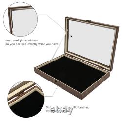 Pin Display Case Large Black PU Leather Dustproof Glass Widely Used Dis