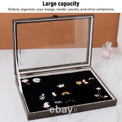 Pin Display Case Large Black PU Leather Dustproof Glass Widely Used Dis