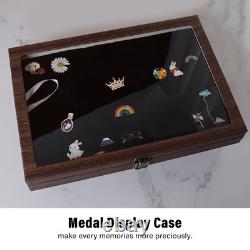 Pin Display Case Large Black PU Leather Dustproof Glass Widely Used Dis