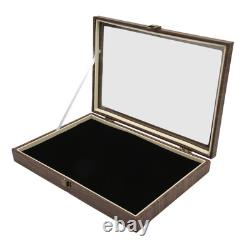 Pin Display Case Large Black PU Leather Dustproof Glass Widely Used Dis