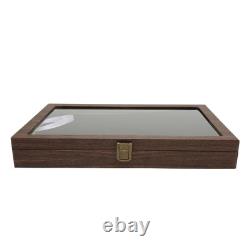 Pin Display Case Large Black PU Leather Dustproof Glass Widely Used Dis