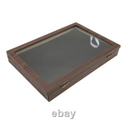 Pin Display Case Large Black PU Leather Dustproof Glass Widely Used Dis