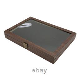 Pin Display Case Large Black PU Leather Dustproof Glass Widely Used Dis