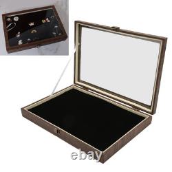 Pin Display Case Large Black PU Leather Dustproof Glass Widely Used Dis