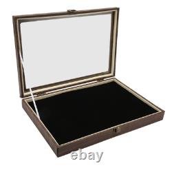 Pin Display Case Large Black PU Leather Dustproof Glass Widely Used Dis