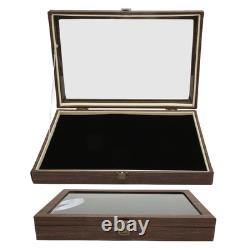Pin Display Case Large Black PU Leather Dustproof Glass Widely Used Dis