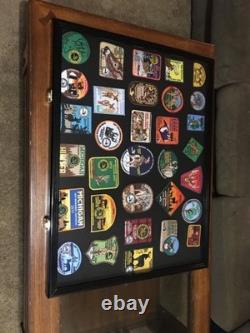 Pin Medal Display Case XL Badge Patch Flag Cherry Wood Military Rack Shadow Box