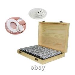 Plastic Coin Capsules Display Storage Boxes Holder Collectible Wooden Case Boxes