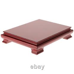 Plymor Red Rectangle Wood Veneer Footed Display Base 9W x 7D x 1.75H, 3 Pack