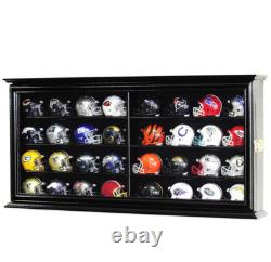 Pocket Pro Mini Helmet Display Case 32+ Football Riddell Black Wood NFL Cabinet