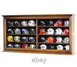 Pocket Pro Mini Helmet Display Case 32+ Football Riddell Black Wood NFL Cabinet