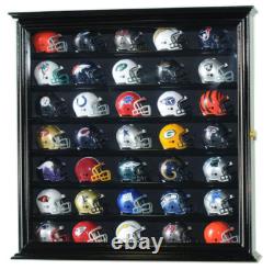 Pocket Pro Mini Helmet Display Case 35+ Football Riddell Black Wood NFL Cabinet