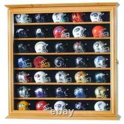 Pocket Pro Mini Helmet Display Case 35+ Football Riddell Black Wood NFL Cabinet