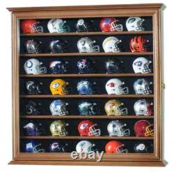 Pocket Pro Mini Helmet Display Case 35+ Football Riddell Black Wood NFL Cabinet