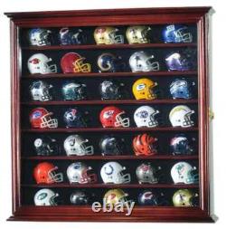 Pocket Pro Mini Helmet Display Case 35+ Football Riddell Black Wood NFL Cabinet