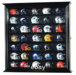 Pocket Pro Mini Helmet Display Case 35+ Football Riddell Black Wood NFL Cabinet