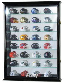 Pocket Pro Mini Helmet Display Case 48+ Football Mirrored Cherry Wood Cabinet