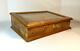 Powell Burl Wood And Bevelled Glass Lid Display Case Box With Key