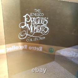 Precious Moments Glass Display Case Store Figurine Enesco Wood Base Rare